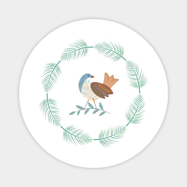 Retro Bird Ornament Magnet by SWON Design